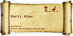 Kerti Alex névjegykártya